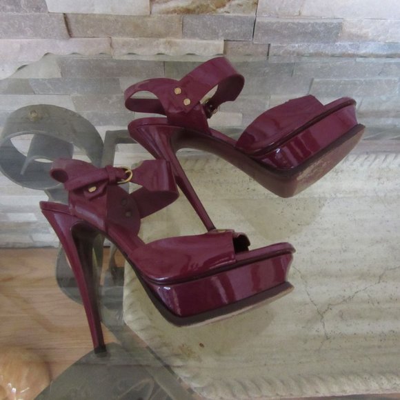 Yves Saint Laurent Rive Gauche Patent Leather Slingback Shoes in Plum 8 1/2M - Picture 5 of 9